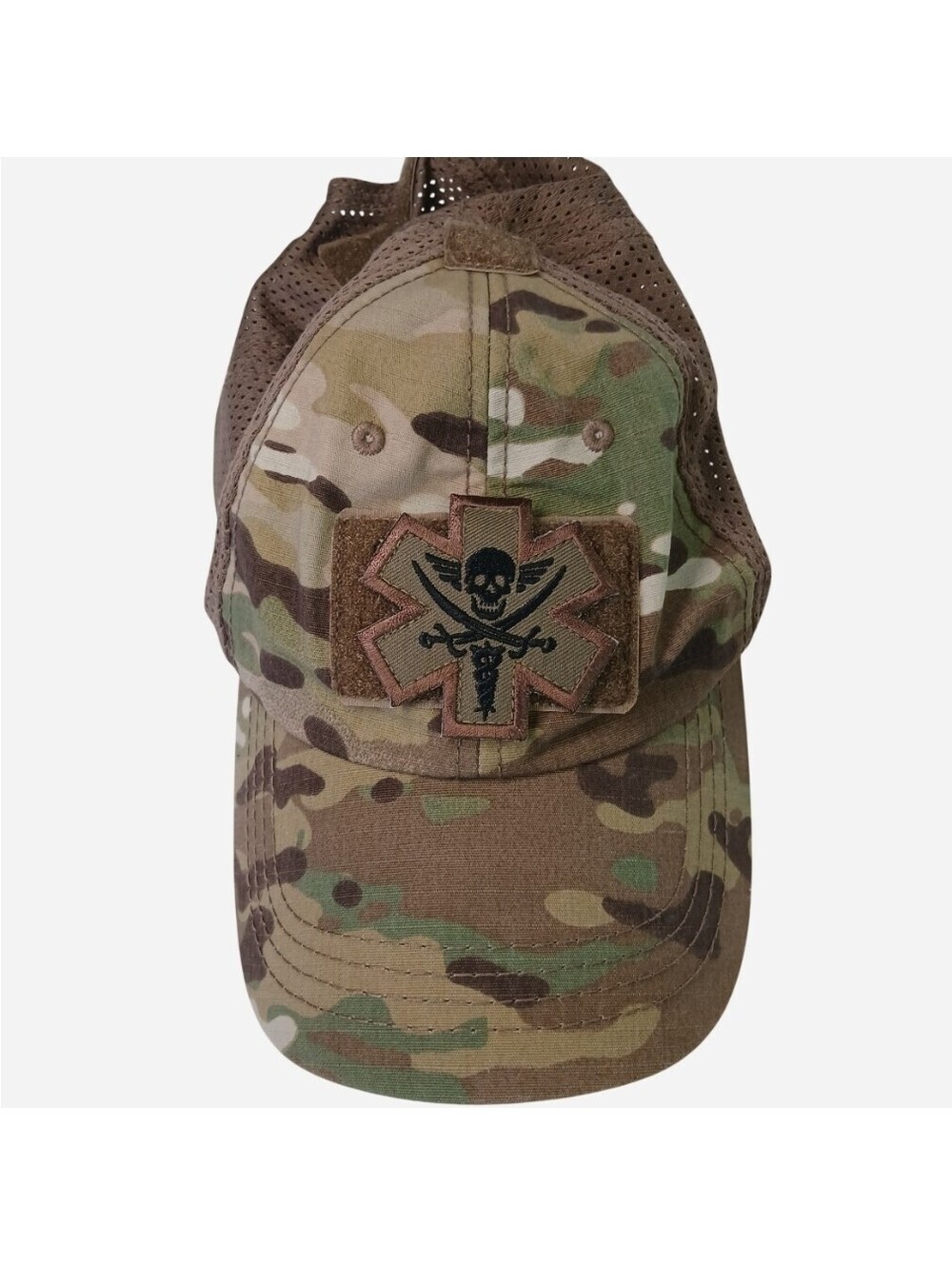 Tactical Medic Pirate Morale Patch Camouflage Mesh Back Operator Hat OCP Camo